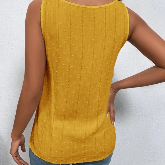 Mustard yellow Swiss dot lace detail blouse - Picture 3 of 15